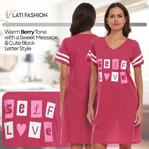 Lati Fashion 3 Pack Nightgowns For Women Soft Cotton Short Sleeve Sleepshirt Casual Sleepwear Nightdress Size S-3X thumbnail 4