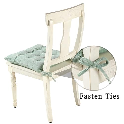 HLOVME Corduroy Chair Cushion with Ties Ultra Soft Warm Floor Cushion for Kids Reading Nook Comfortable Square Seat Cushion for Adult 15.7”x15.7”, Green thumbnail 5
