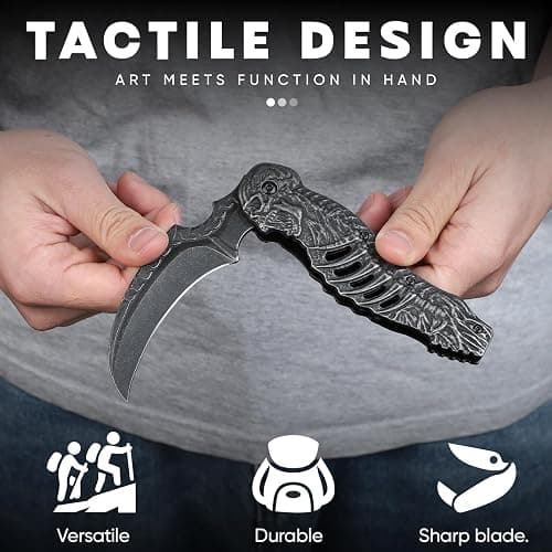 Purple Dragon Black Curved Blade Pocket Knife, Cool Gifts for Men | Collectible Folding Knife, Ideal for Everyday Carry & Outdoor Activities, Birthday Gifts for Men Husband Dad thumbnail 4