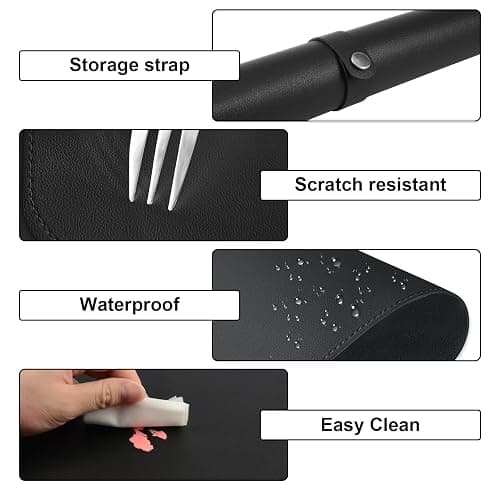 Diesisa Nail Art Table Mat,Foldable Nail Arm Rest Pad for Nails,Soft Microfiber PU Leather Nail Mat for Table,Waterproof Manicure Pad,Nail Table Pad for Nail Technician Salon Home-Black thumbnail 4