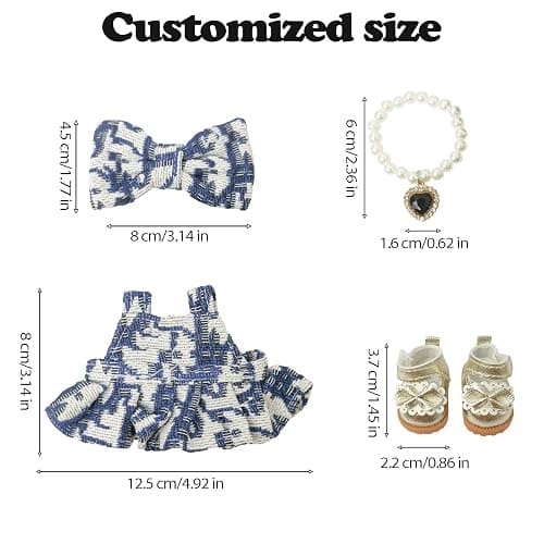 Clothes Compatible with LABUBU Doll – 4PCS Designer Chic Luxy Set, 17cm Doll Clothes Outfit for Urban Skyline Theme, Classic Stylish Accessories for Labubu, No Doll (Skyline Elegance) thumbnail 3