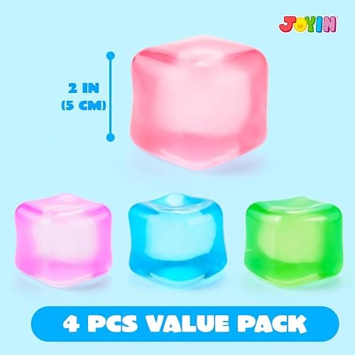 JOYIN 4 Pack Clear Stress Cube, 2'' High Density Cube Toy, Slow Rising Sensory Squishy Toys for Adults, Birthday Gifts, Party Favors, Classroom Prizes thumbnail 3