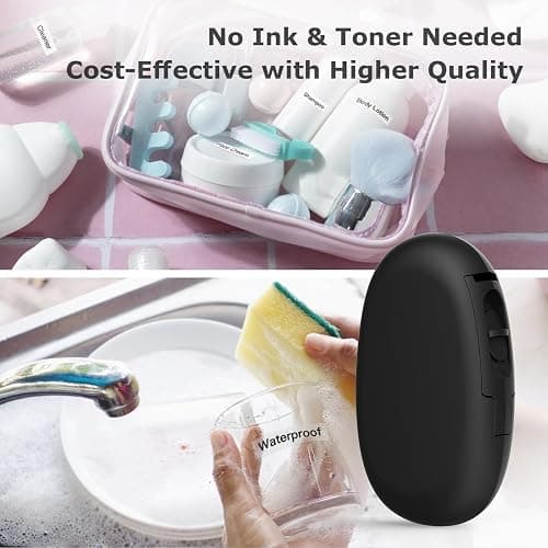 SUPVAN E10 Bluetooth Label Maker Machine with Tape, Continuous Waterproof Label, Versatile App with 35 Fonts and 1k+ Icons, Inkless Labeler for Home, Kitchen, School, Office Organization, Black thumbnail 7