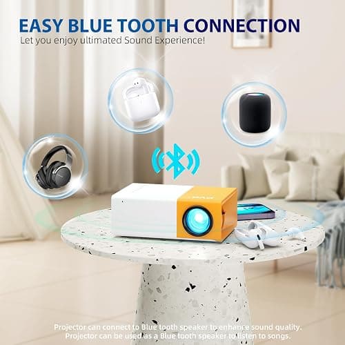 PVO Mini Projector Portable For Cartoon, Outdoor Video Projectors, LED Pico Movie-Projector for Home Theater, Kids Gift, Video Can Be Easily Mirrored Directly to The Projector Via Data Cable thumbnail 5