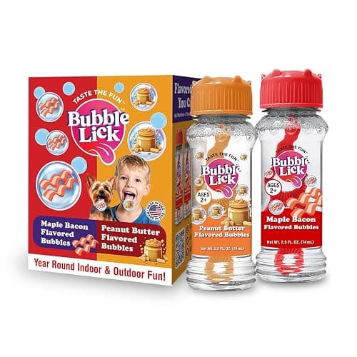 Bubble Lick Peanut Butter and Maple Bacon Flavored Bubbles 4 Pack USA Made for Dogs Groomers Daycare thumbnail 4