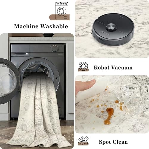 nesrt Boho Washable Area Rugs 5x7 Non Slip, Vintage Living Room Rugs, Ivory | Classic Large Thin Printed Soft Bedroom Nursery Floor Carpet for Farmhouse Dining Room Playroom Study Home Office thumbnail 8