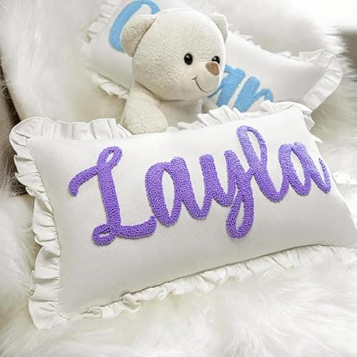 mia'spillow lab Personalized Baby Name Pillow, Custom Toddler Gift, Newborn Gift, New Mom Gift, Pregnancy Gift, Baby Reveal, Punch Needle thumbnail 6