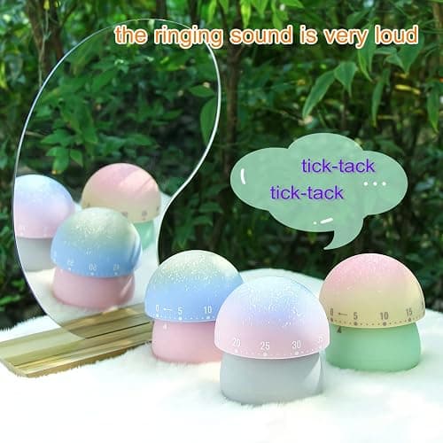 NUOSWEK Mechanical Kitchen Timer, Cute Mushroom Timers for Kids, Wind Up 60 Minutes Manual Countdown Timer for Classroom, Home, Study and Cooking (Green Base) thumbnail 6