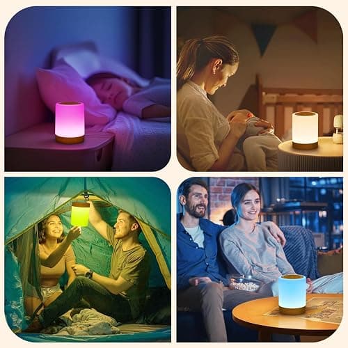 YUNJAYI Kids Night Lights for Bedroom, LED Bedside Table Lamp Touch Dimmable, 13 Colors Changing & 5 Modes, Portable Small Lamp USB Rechargeable Sleep Aid,Eye Caring Baby Night Lamp Nursery, 2 Pack thumbnail 6