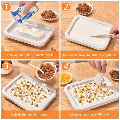 Ice Cream Roll Maker, with 2 Scrapers Ice Cream Maker Pan Multifunctional Cold Sweet Fried Food Plate for Making Rolled Ice Cream Soft Serve Slushies Frozen Yogurt Sorbet and Gelato(8.9X6.9 inch) thumbnail 3