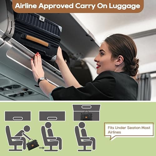 Joyway 20in Carry On Luggage with Cup Holder and USB Port, 25% Expandable Capacity, Smart Suitcase with Anti Slip Wheels and Handbag, Perfect for Men and Women 3 Piece Set Black thumbnail 7