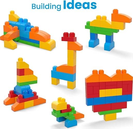 MEGA BLOKS First Builders Toddler Blocks Toys Set, Deluxe Building Bag with 150 Pieces and Storage, Creative Open-Ended Play, Blue, Ages 1+ Years (Amazon Exclusive) thumbnail 4