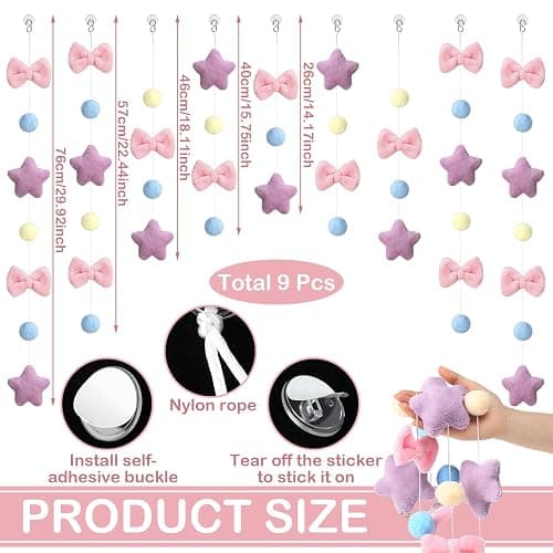 Fanfanwin Cute Plush Pink Bow Door Curtain Kawaii Cutecore Room Decor 33" L x 35" W Fluffy Bowknot Purple Star Pentacle Garland Curtain for Women Bedroom Door Window Wall Party Decor thumbnail 3