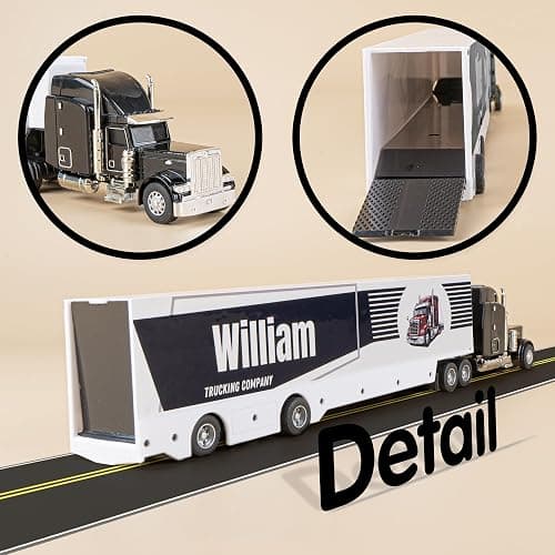 MT WORLD Toy Truck Personalized Semi Truck Toy with Name 1/48 Scale Diecast Model Tonka Container Car Carrier for Boys Teens Birthday thumbnail 3
