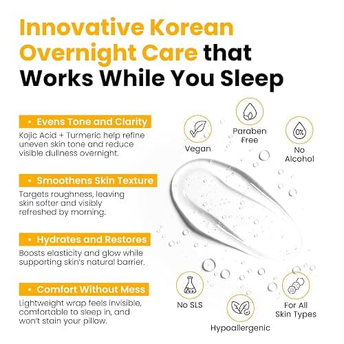 QUIA Collagen + Turmeric Overnight Wrapping Mask Duo – Firming and Hydrating Peel-Off Set for Elasticity, and Glow – Korean Skincare 2 x 75ml thumbnail 7