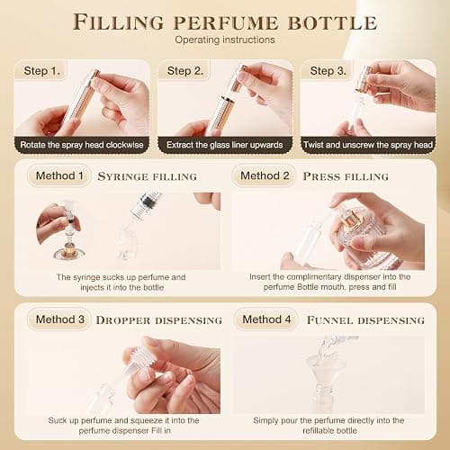 kuangre 10ml Perfume Atomizer Travel Refillable, Glass liner filled perfume bottle, Mini Cologne Dispenser, Portable Sprayer Pocket Size for Women Men Cruise Car Trip Gift 0.34oz (Gold) thumbnail 3