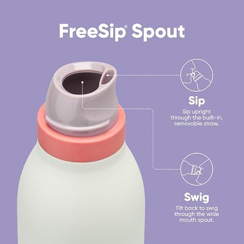 Owala FreeSip Twist Insulated Stainless Steel Water Bottle with Straw for Sports and Travel, BPA-Free, 18-oz, Purple/Mint (Minty Horizons) thumbnail 5