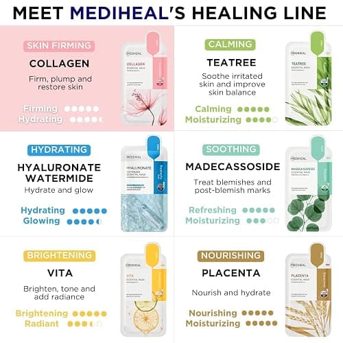 Mediheal Official Best Korean Sheet Mask - Collagen Essential Face Mask 10 Sheets Lifting and Firming For All Skin Types Value Sets thumbnail 6