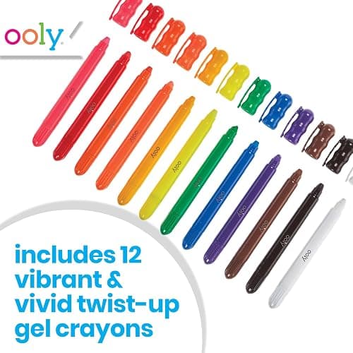 Ooly Rainy Dayz Gel Crayons for Kids - Set of 12 Rainbow Color Crayons for Glass and Paper Surfaces with Clear Plastic Crayon Case for Easy Portability - Safe and Non-Toxic thumbnail 2