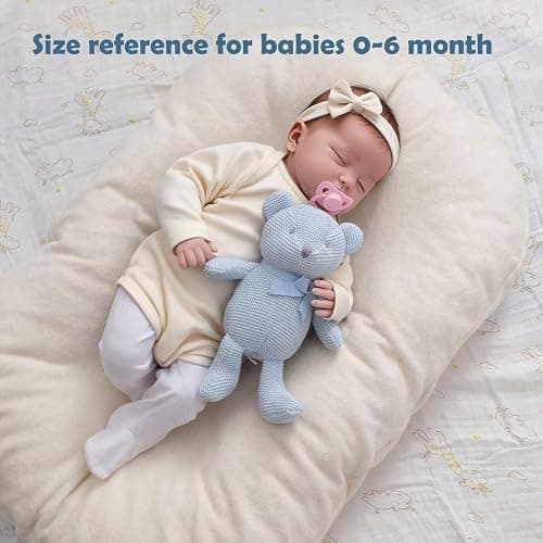 FLUFFYFUN 100% Organic Cotton Blue Teddy Bear Plush, 6.5" Baby Stuffed Animal for Newborn thumbnail 5