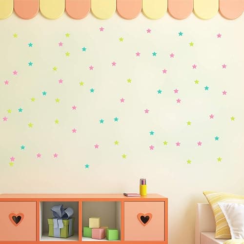 AM AMAONM 100 Pcs Colorful Glow in The Dark Luminous Stars Fluorescent Noctilucent Plastic Wall Stickers Murals Decals for Home Art Decor Ceiling Wall Decorate Kids Babys Bedroom Room Decorations thumbnail 6