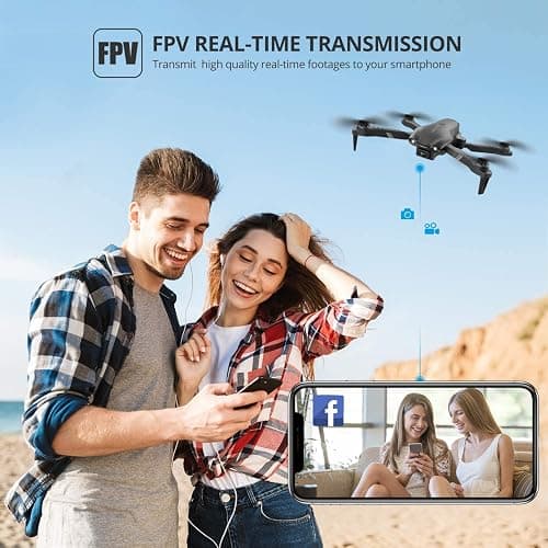 DRONEEYE 4DV13 Drone with 1080P HD FPV Camera for Kids Adults,Remote Control Helicopter Quadcopter for Beginners boy Toys Gift,Waypoint Functions,Altitude Hold, Gesture Selfie,3D Flips,2 Batteries,Black thumbnail 7