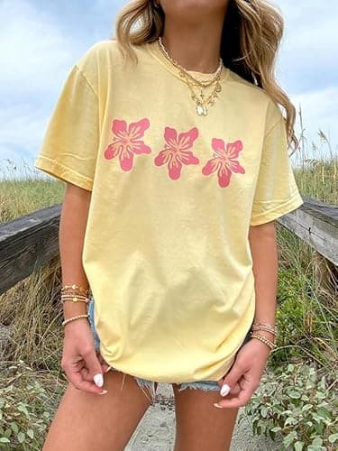 Women Graphic Floral Oversized T Shirts Y2K Short Sleeve Baggy Shirts Tops Loose Casual Summer Tee Shirt thumbnail 3