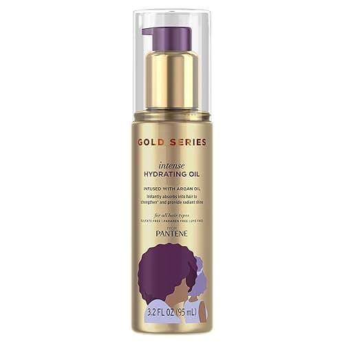 Pantene Gold Series Intense Hydrating Oil Treatment, 3.2 Fl Oz – Hair Oil Infused with Rich Argan Oil for Beautiful, Shiny Hair - Dye, Paraben and Sulfate Free Formula - Argan Oil - 3.2 Fl Oz (Pack of 1)
