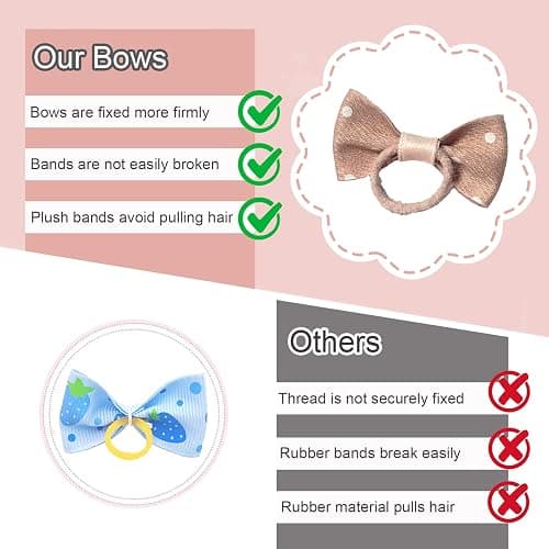 FGISAR 20 Pcs Small Dog Hair Bows with Rubber Bands Handmade Puppy Hair Bows Cute Grooming Flower Ball Bowknot Top Knot Dog Hair Accessories Hair Ties for Yorkie Maltese Pet (Pink) ﻿ thumbnail 4