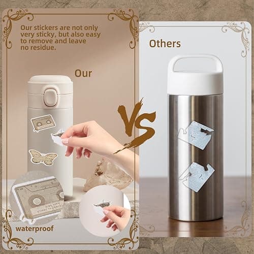 200Pcs Vintage Stickers, Aesthetic Scrapbook Stickers for Water Bottle, Notebook Junk Journaling, Waterproof Vinyl, for Kids Teenagers Adults thumbnail 5
