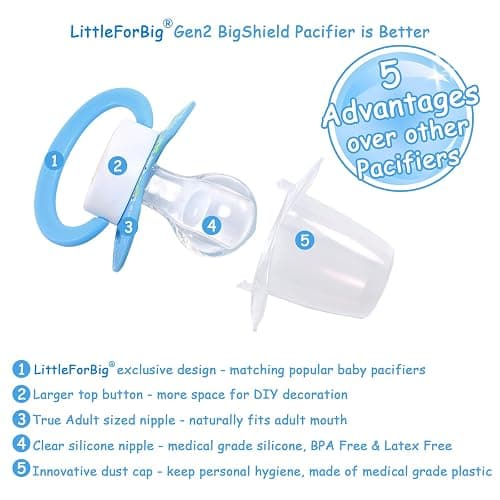 LittleForBig Bigshield Generation-II Adult Sized Pacifier Baby Cuties Pattern Blue Kitty thumbnail 2