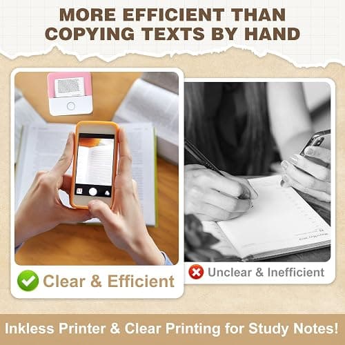 Print Pods Mini Printer, Thermal Inkless Sticker Maker with 10 Rolls Printing Paper, Pocket Printpod for phone, Impresora Portátil for Notes, Flashcards, Journal, DIY, Compatible with iOS & Android thumbnail 9