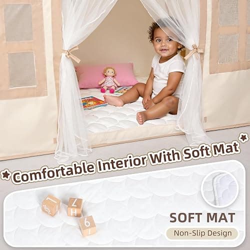 Senodeer Kids Play Tent Indoor: with Mat, Tassel Garland - Girl Tent Indoor Playhouse for Kids Toys for Boy Girl Birthday Gift thumbnail 5