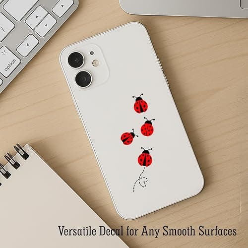 6 x Ladybug Rearview Mirror Decal, Tiny Ladybug Sticker, Waterproof Vinyl Mini Ladybug Sticker, Car Stickers, Laptop Sticker, Water Bottle Decal, Tumbler Decor for Women, 1.6” thumbnail 6