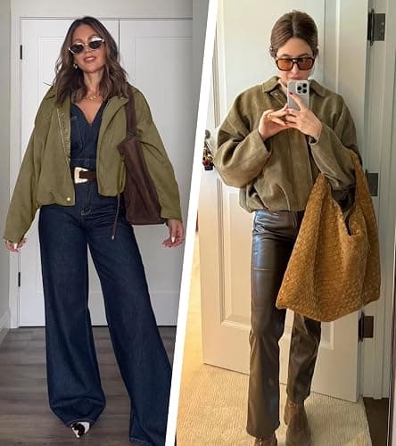 Bnigung Womens Faux Suede Bomber Jacket Casual Lapel Pilot Cropped Coat Oversized Motorcycle Jackets 2025 Outerwear thumbnail 4