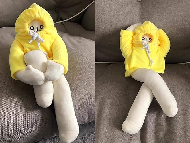 sunfedmiss Plush Banana Man Toy, 16inch Weird Banana Man Doll with Magnet, Funny Poseable Decompression Toy Stuffed Animals Doll Gifts for Boys Girls Birthday Party Christmas(Yellow) thumbnail 5
