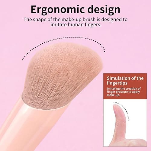 MAANGE Makeup Brushes Set, 6Pcs Premium Double-Ended Makeup Brush Foundation Contour Blush Highlight Blending Concealer Eyeshadow Brush Set Professional Make Up Brush Set (Pink) thumbnail 4