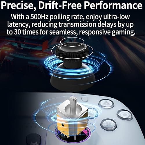 NBCP Wired PS5 Controller - Gaming Controller for PlayStation 5, PS4, PC/Steam, Turbo & Linear Hall-effect Trigger, Dual Vibration, 3.5mm Audio Jack - White thumbnail 3