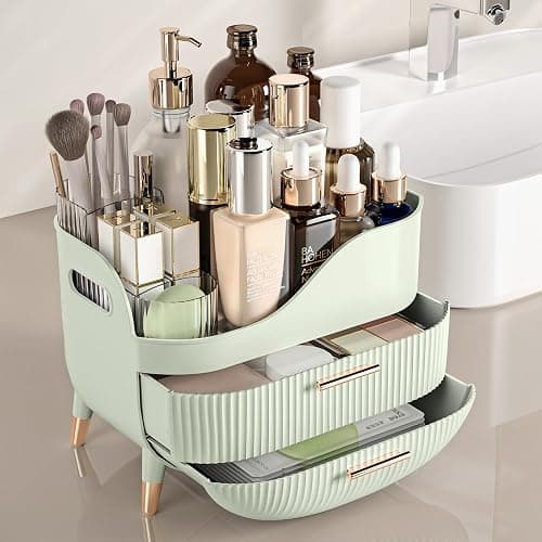 Pajiriona Makeup Organizer with Drawers,Skincare Organizer for Vanity,Storage Box with Handle,Large Cosmetic Display case for Dresser, Bathroom Countertop thumbnail 2