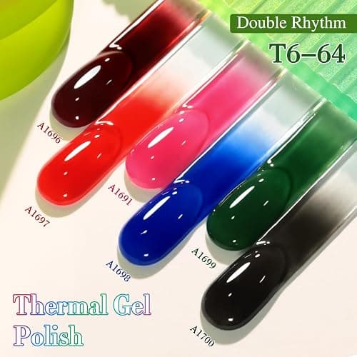 Double Rhythm 6 Pcs 15 ML Gel Polish Set Same Color Same Bottle Soak Off Gel Polish Kit Nail Art Manicure Salon DIY at Home for Women (Burgundy Blue Green Pink Purple -T6-64) thumbnail 8