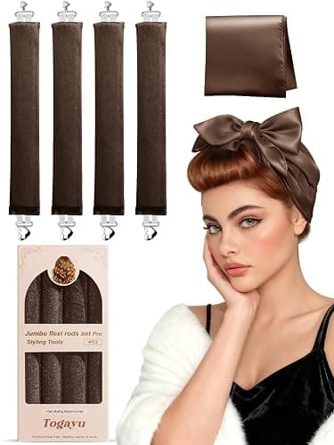 Togayu Heatless Curls Overnight Set - 4PCS Jumbo Velvet Hair Rollers to Sleep In, No-Damage Flexi Rods for Beautiful, Effortless Curls and Waves for Women - Image 1