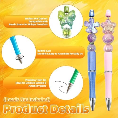 Aolipuyet 210 Pieces DIY Beadable Pen Bulk Kit – 70PCS Ballpoint Pen with Refills & Bags – Beads Pens Supplies, Beaded Pens for DIY Crafting (Beads Not Included) – Office Supplies (Colorful) thumbnail 4