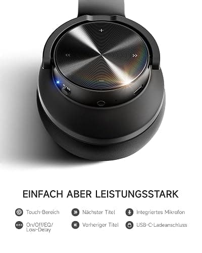 Picun B8 Bluetooth Headphones, 120H Playtime Headphone Wireless Bluetooth with 3 EQ Modes, Low Latency, Hands-Free Calls, Over Ear Headphones for Travel Home Office Cellphone PC Black thumbnail 8