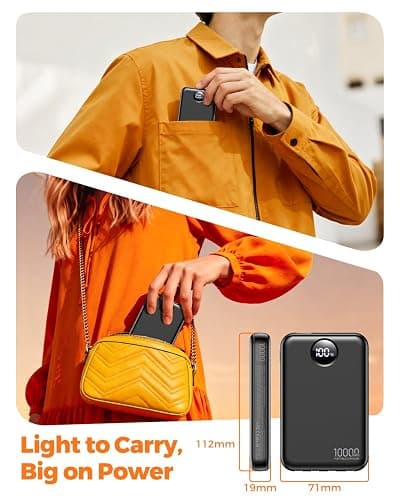 HAIARA Portable Charger 10000mAh Power Bank with 4 Built-in Cables,LED Display Compact and Battery Pack with Multiple USB Ports All-in-One Travel Charger for iPhone,Android and Other Devices-Black thumbnail 2