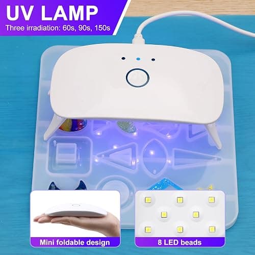 KISREL UV Resin with Light - 200g Upgraded Hard Type Crystal Clear Ultraviolet Curing UV Resin Kit, 8 Lamp Beads UV Light, Resin Kit with Light for Craft Jewelry Making thumbnail 3