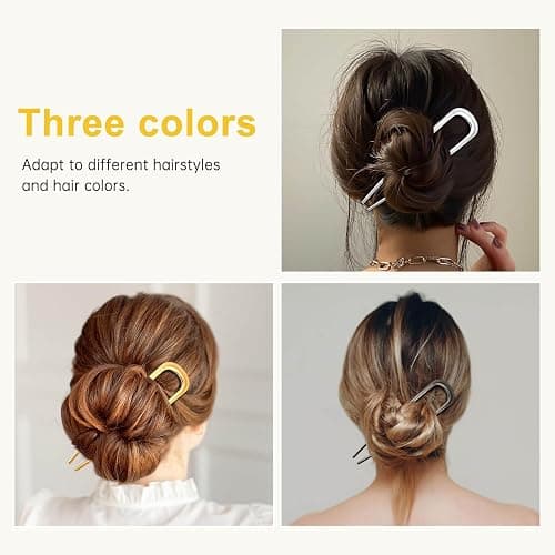 3PCS Metal French Hair Pin-5.5", Elegant & Durable U Shaped Hair Pins for Women, Secure Hold and Comfortable Fit For Dense, Thick & Long, Hairstyle Accessories thumbnail 4