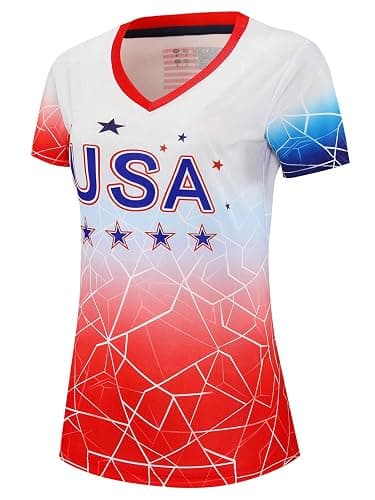 shanovelle Women Soccer Jersey Sports Fans Outdoor T-Shirts Athletic Slim Fit Activewear Tee Soccer Shirt thumbnail 4