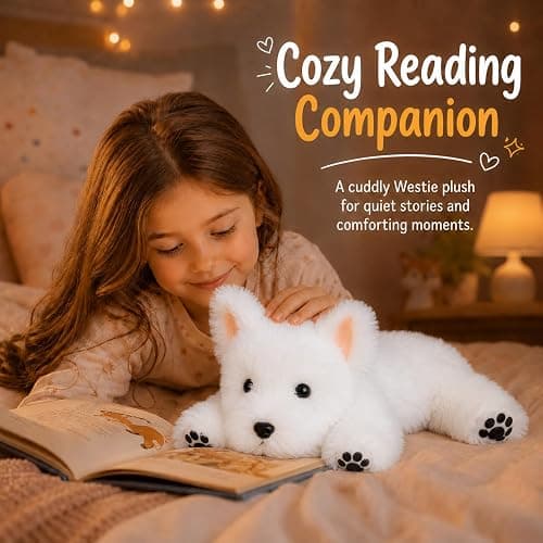 Lightly Weighted Stuffed Animals Westie Dog Plush 12" for Kids & Adults | Ultra Soft Huggable Fell,Cozy Comfort Companion,Cute Room Decor,Ideal Gifts for Birthdays Holidays Christmas thumbnail 7