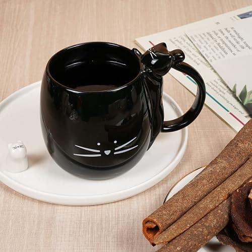 Koolkatkoo Coffee Mug Cute Cat Mug Gift for Cat Lovers Ceramic Tea Mugs Black 16 oz thumbnail 6