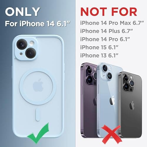 CAPRARO Magnetic for iPhone 14 Case, [Compatible with MagSafe] [Full Camera Protection] Shockproof Protective Slim Translucent Matte Phone Case for iPhone 14 6.1'', Light Blue thumbnail 2